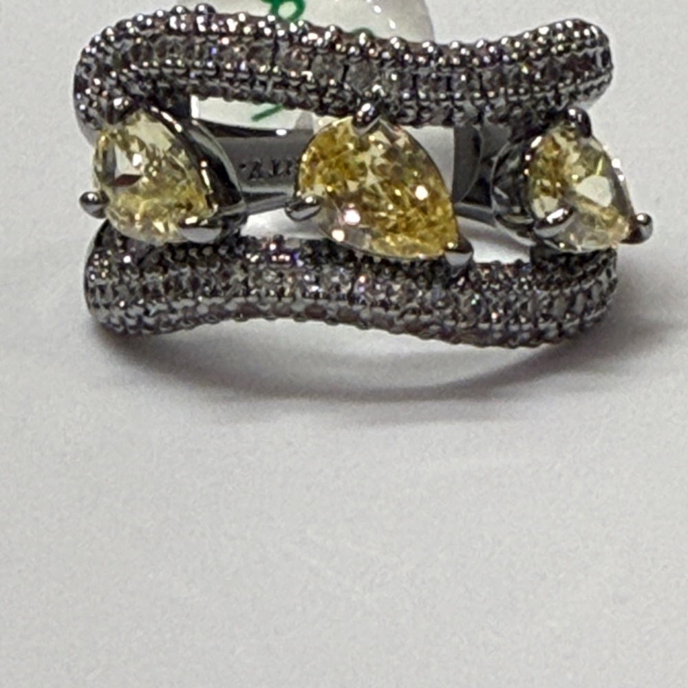 BP Jewelry Hematite Plated ting with Lab created Citrine  Ring